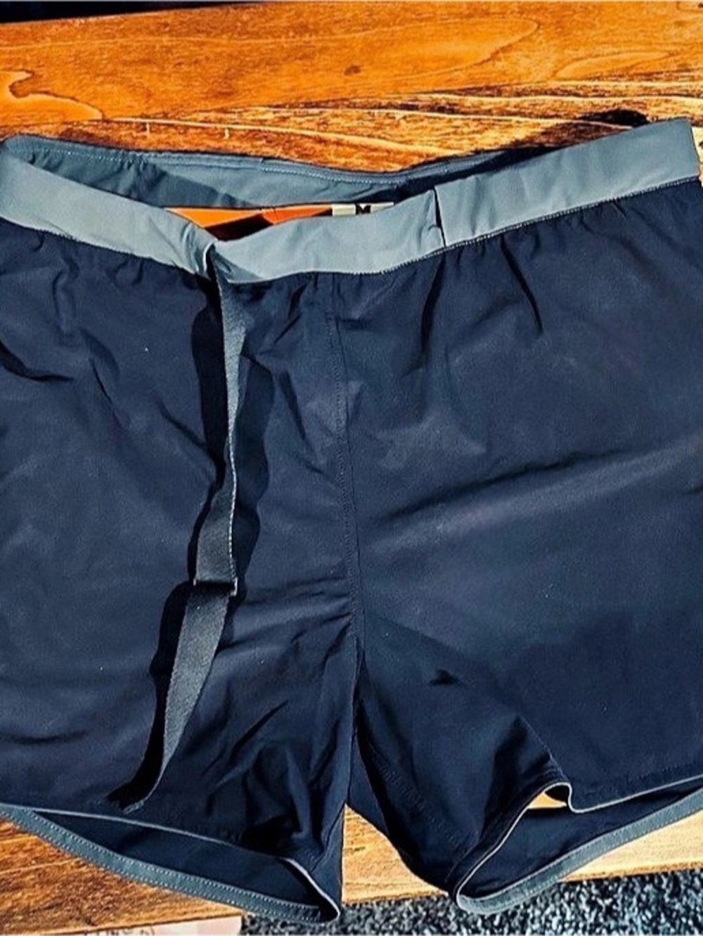 Tracksmith Off Roads Shorts Blue & Orange Medium